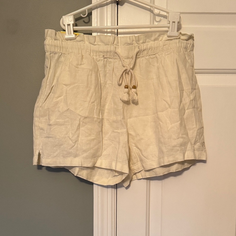 Hang Ten Women's Light Cream Drawstring High-Waist Shorts